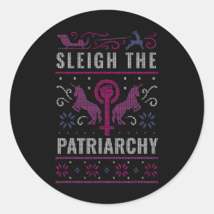 Adesivo Redondo O Suéter de Natal Feio Patriarcado Feminista