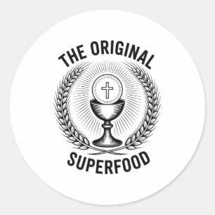 Adesivo Redondo O Superalimento Original Eucaristia Católico M