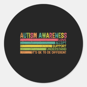 Adesivo Redondo O Suporte A Aceitar Autismo Compreende O Amor Dife