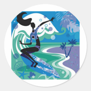 Adesivo Redondo o surf aprecia