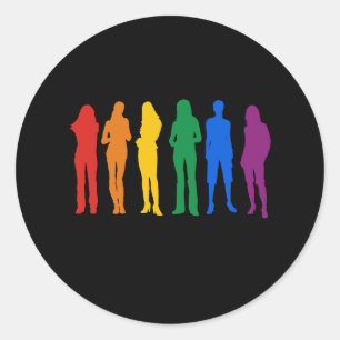 Adesivo Redondo O t-shirt das mulheres do orgulho gay