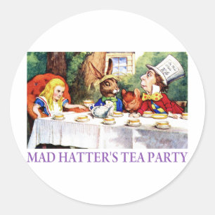 ADESIVO REDONDO O TEA PARTY DO HATTER LOUCO