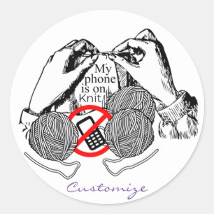 Adesivo Redondo O telefone está no Knit Thunder_Cove