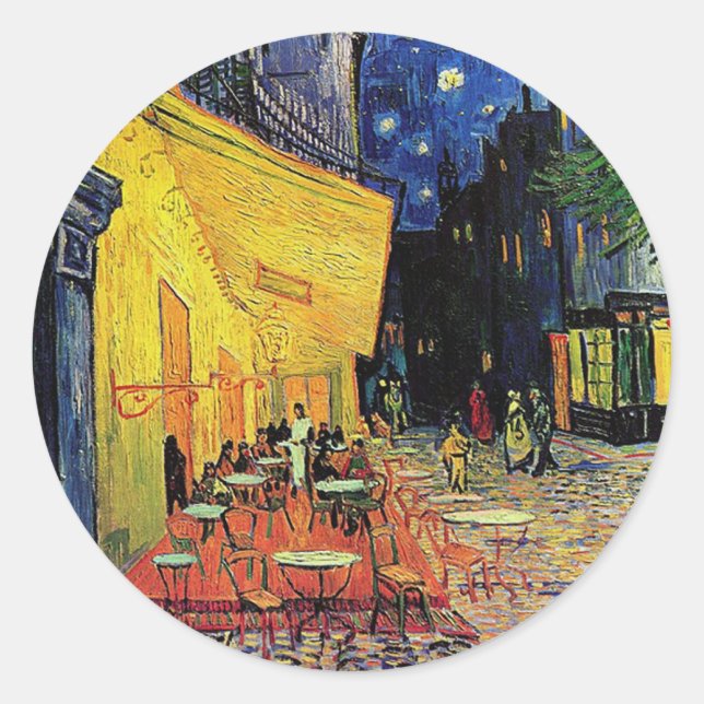Adesivo Redondo O terraço de café no local do fórum, Arles, em (Frente)