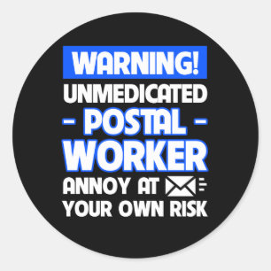 Adesivo Redondo O trabalhador postal irrita a seu próprio risco