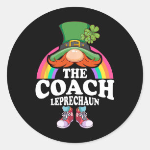 Adesivo Redondo O Traje de Dia de São Patrício do Coach Leprechaun