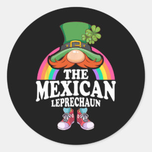 Adesivo Redondo O Traje de Dia de São Patrício do Leprechaun Mexic