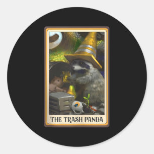 Adesivo Redondo O Trash Panda Tarot Card Raccoon Trash Ea