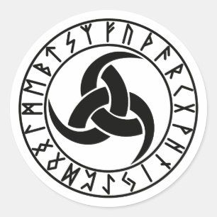 Adesivo Redondo O Triskele Chifre Triplo de Odin