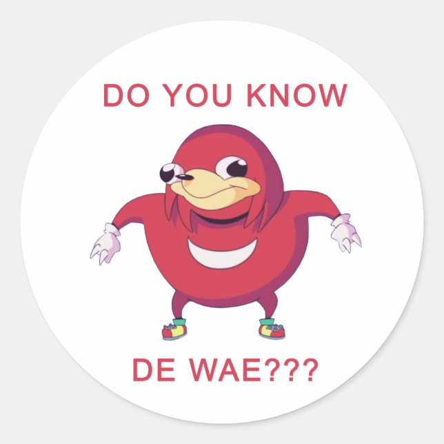 Adesivo Redondo O Ugandan Knuckles Meme (Frente)