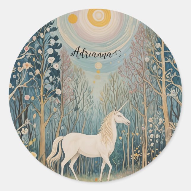 Adesivo Redondo O Unicórnio Secreto dos Bosques Assaltadores (Frente)