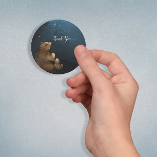 Adesivo Redondo O Urso Bonito Brilha Pequena Estrela Obrigado