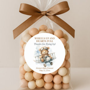 Adesivo Redondo O Urso Teddy Roda O Cheio Do Coração Para Cima