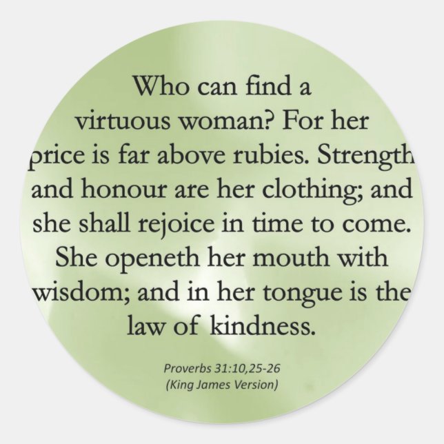 Adesivo Redondo O valor das mães não pode ser medido (Proverbs 31) (Frente)