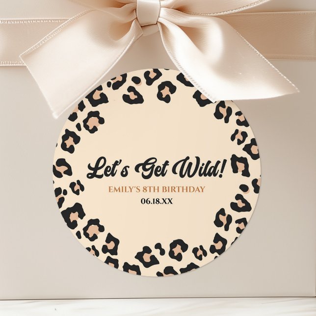 Adesivo Redondo O Vamos Leopard Cheetah Fica Selvagem! Festa de an (Criador carregado)