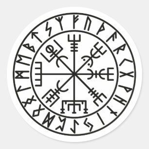 Adesivo Redondo O Vegvísir   Cajado mágico islandês