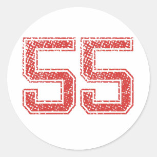 Adesivo Redondo O vermelho ostenta Jerzee número 55