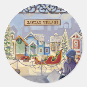 Adesivo Redondo O Villiage do papai noel de Trish Biddle