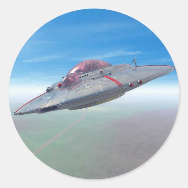 Adesivo Redondo O Vinheta De Saucer Voador (Frente)