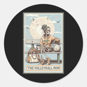 Adesivo Redondo O Volleyll Mãe Skeleton Tarot Card Day Moth