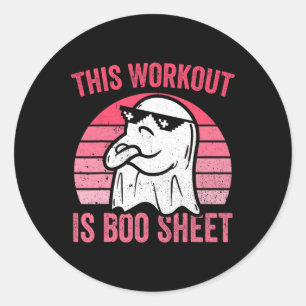 Adesivo Redondo O Workout É Um Fantasma De Halloween De Boo Sheet