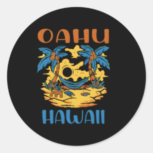 Adesivo Redondo Oahu Hawaii Viagem