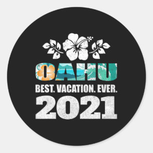 Adesivo Redondo Oahu Melhor Férias Já Souvenir