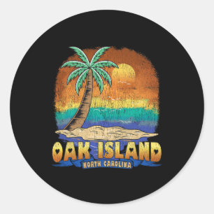 Adesivo Redondo Oak Island North Carolina Vintage - Alma em Descan
