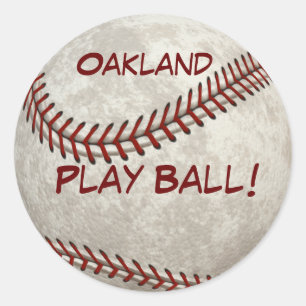 Adesivo Redondo Oakland Baseball Play Ball! Passado Americano