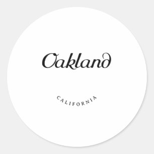 Adesivo Redondo Oakland California Black Font