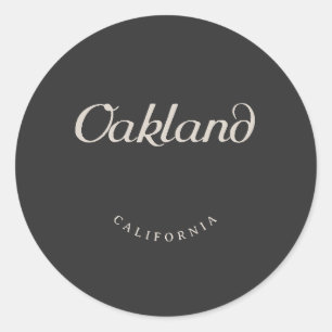 Adesivo Redondo Oakland California White Font