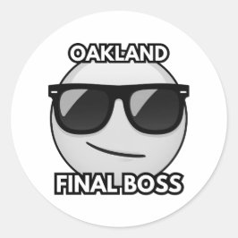 Adesivo Redondo Oakland Final Boss Cool Emoji Sticker