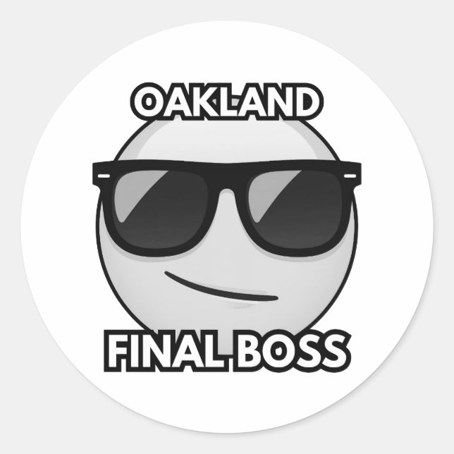 Adesivo Redondo Oakland Final Boss Cool Emoji Sticker (Frente)