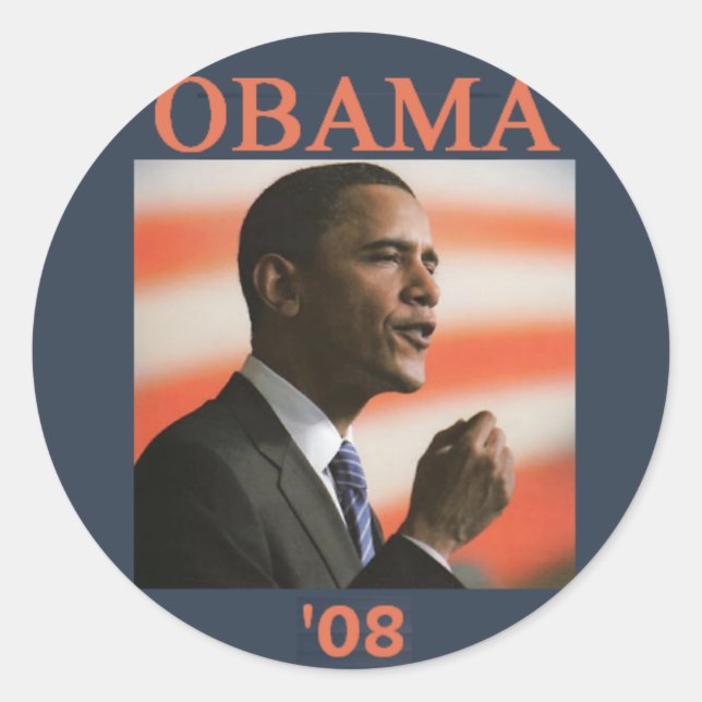 Adesivo Redondo Obama '08 Sticker (Frente)