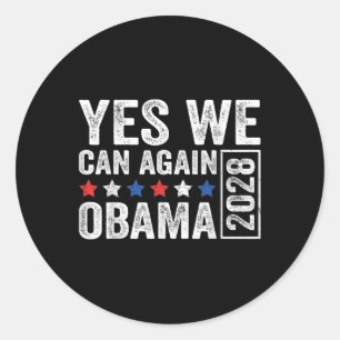 Adesivo Redondo Obama 2028 Engraçado Retrato Democrata nas Eleiçõe