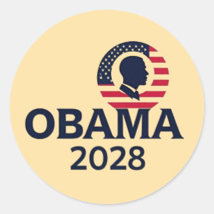 Adesivo Redondo Obama 2028 - Reeleição de Barack Obama