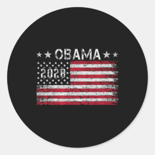 Adesivo Redondo Obama 2028 Retro Vintage U Bandeira Americana Polí