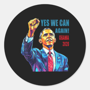 Adesivo Redondo Obama 2028 Sim Podemos Novamente Obama 48º Preside