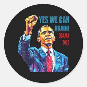 Adesivo Redondo Obama 2028 Sim Podemos Novamente Obama 48º Preside