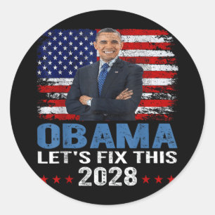 Adesivo Redondo Obama 2028 Vamos Corrigir Isso 7