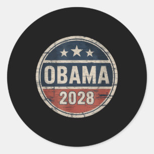 Adesivo Redondo Obama 2028 Vintage Eleição Patriótica