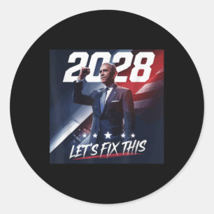 Adesivo Redondo Obama 2028 Vintage Obama Comício Político Patrióti
