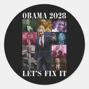 Adesivo Redondo Obama 2028 Vota Obama Para O Presidente 2028 Vinta