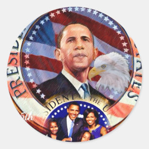 Adesivo Redondo Obama, 45º Presidente dos Estados Unidos_