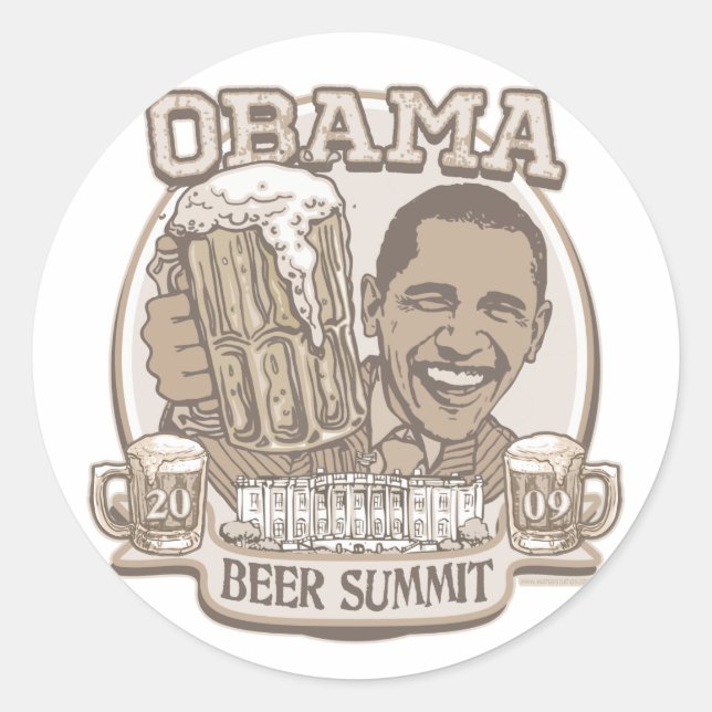 Adesivo Redondo Obama Beer Summit Nonpartisan Gear (Frente)
