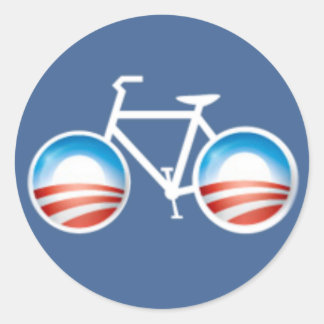 Adesivo Redondo Obama Bicicleta Sticker