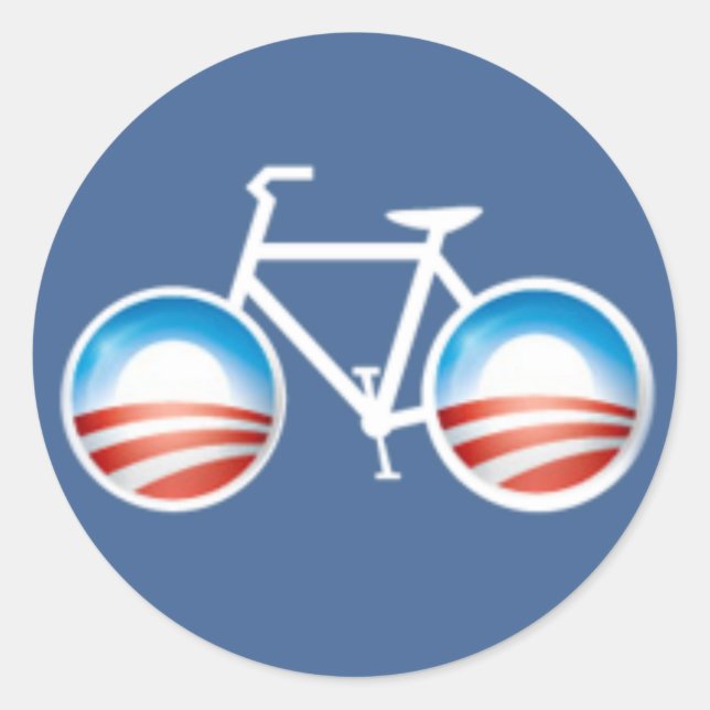 Adesivo Redondo Obama Bicicleta Sticker (Frente)