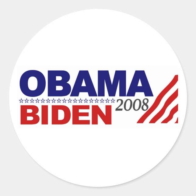 Adesivo Redondo Obama Biden 2008 (Frente)