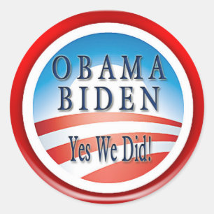 ADESIVO REDONDO OBAMA BIDEN "SIM NÓS FIZEMOS"