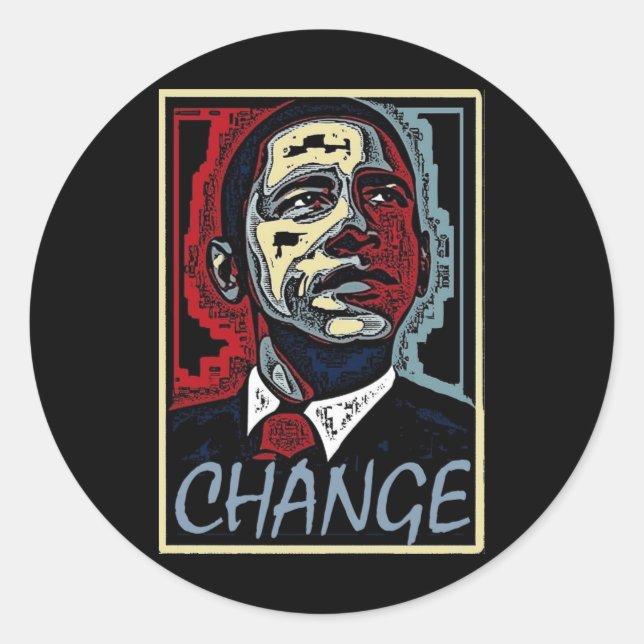 Adesivo Redondo Obama Change (Frente)
